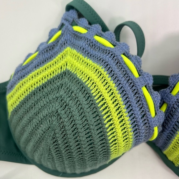 Shade & Shore green crochet underwire bikini swimsuit set beach swimwear 34D & S - Picture 5 of 9